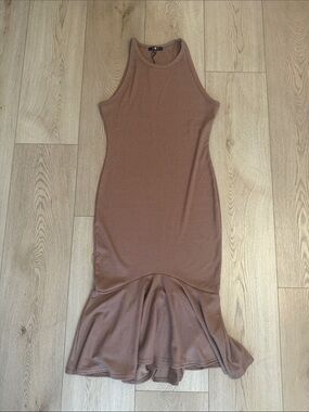 7 For All Mankind Sleeveless Mauve-Brown Mermaid Hem MIDI Dress
